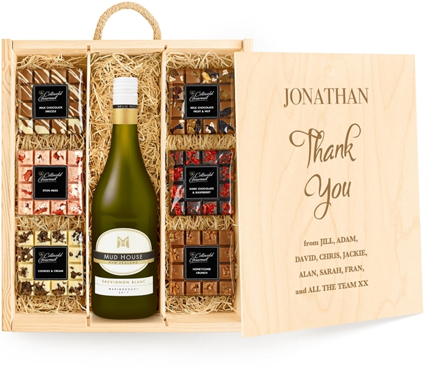 Gifts For Teacher's Large Personalised Chocolate Tasting Experience With White Wine